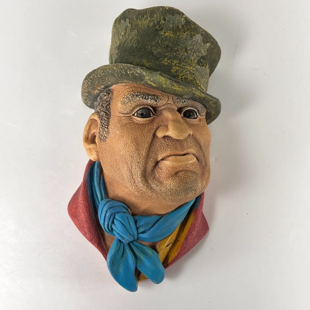 Vtg Bossons Chalkware Bill Sikes Character Head Wall Art England 1964